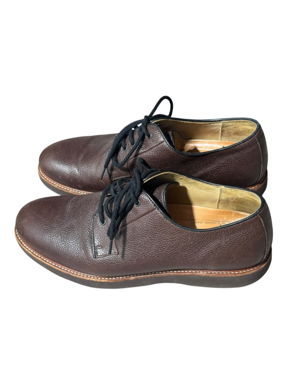 Samuel Hubbard Men's 11 Highlander Oxford Brown Pebbled Leather Comfort Vibram
